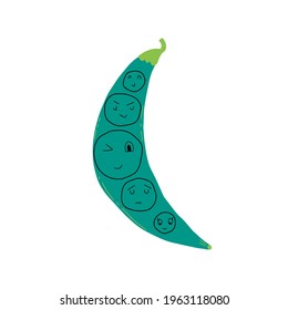 Peas character design. Peas on white background. Vector