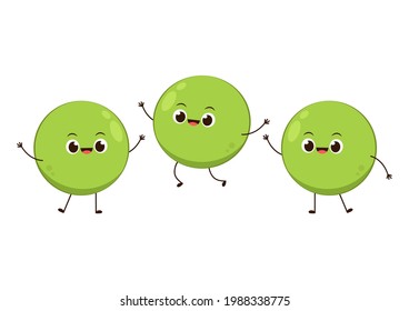 Peas character design. Peas on white background.