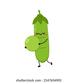 Peas character design. Peas on white background.