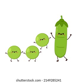 Peas character design. Peas on white background.