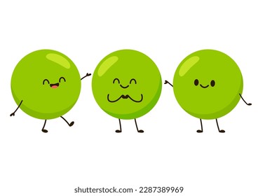 Peas character design. Peas on white background.