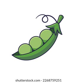 Peas characters. Cute pea pod cartoon icon illustration. Food vegetable flat icon concept isolated on white background. Doodle style print illustration for kids clothing.