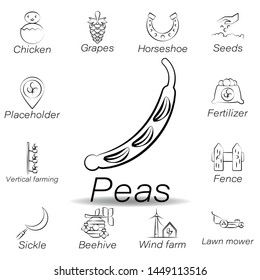 peas hand draw icon. Element of farming illustration icons. Signs and symbols can be used for web, logo, mobile app, UI, UX