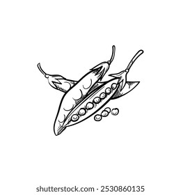Peas Hand-Drawn Food Vector Icon