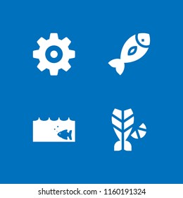 peas icon. 4 peas set with nut icon and fish vector icons for web and mobile app