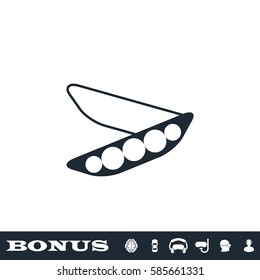 Peas icon flat. Black pictogram on white background. Vector illustration symbol and bonus button