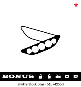 Peas icon flat. Black pictogram on white background. Vector illustration symbol and bonus button open and closed lock, folder, star
