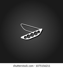 Peas icon flat. Simple White pictogram on black background with shadow. Vector illustration symbol