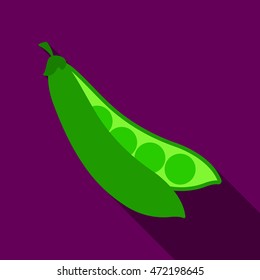 Peas icon flat. Singe vegetables icon from the eco food flat. - stock vector