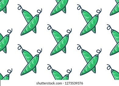 Peas icon in flat style isolated on white background.  Seamless pattern stock vector illustration