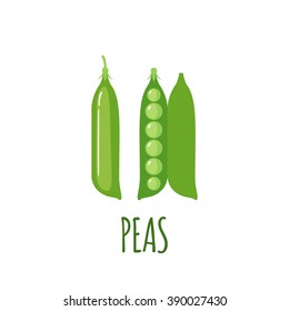 Peas icon in flat style. Isolated object. Peas logo. Vegetable from the garden. Organic food. Vector illustration. 