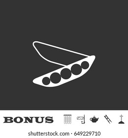 Peas icon flat. White pictogram on black background. Vector illustration symbol and bonus icons