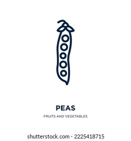 peas icon from fruits and vegetables collection. Thin linear peas, food, mushroom outline icon isolated on white background. Line vector peas sign, symbol for web and mobile