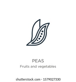 Peas icon. Thin linear peas outline icon isolated on white background from fruits collection. Line vector sign, symbol for web and mobile