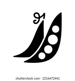 Peas isolated design vector glyph icon. Vegetable sign. Graph symbol for food and drinks web site, apps design, mobile apps and print media, logo, UI
