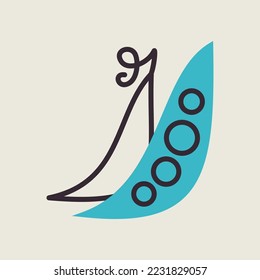 Peas isolated design vector icon. Vegetable sign. Graph symbol for food and drinks web site, apps design, mobile apps and print media, logo, UI