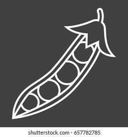 Peas line icon, vegetable and diet, vector graphics, a linear pattern on a black background, eps 10.