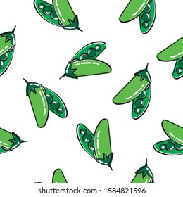 Peas pattern. Image of a textured background to decorate. Drawing of peas made in a loose stroke. Editable vector.
