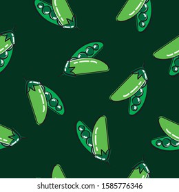Peas pattern. Image of a textured background to decorate. Drawing of peas made in a loose stroke. Editable vector.