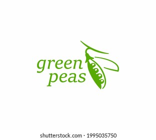 Peas in a pod logo design. Fresh green peas vegetable vector design. Garden peas logotype