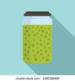 Brillensymbol für Erbsensauce. Flache Illustration der Vektorillustration von Erbsen-Sauce-Glas für Webdesign