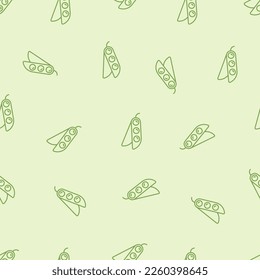 Peas are a seamless vector pattern. Outline pattern green peas.