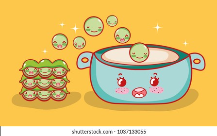 Peas soup japanese food kawaii cartoon