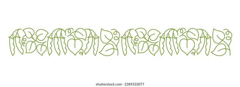 Peas or soy bean plant pattern ornament. Flourish background design element. Editable outline stroke. Vector line.