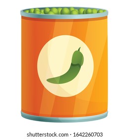 Peas tin can icon. Cartoon of peas tin can vector icon for web design isolated on white background