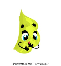 Peas. Vector funny vegetable, cartoon character with face and hands
