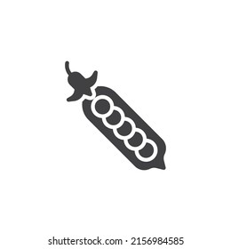 Peas vector icon. filled flat sign for mobile concept and web design. Peapod vegetable glyph icon. Symbol, logo illustration. Vector graphics