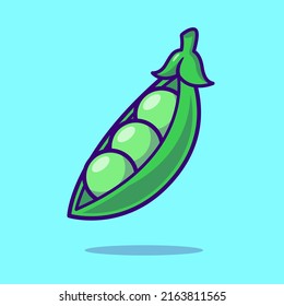 Peas Vegetable Cartoon Vector Icon Illustration. Food Nature Icon Concept Isolated Premium Vector. Flat Cartoon Style