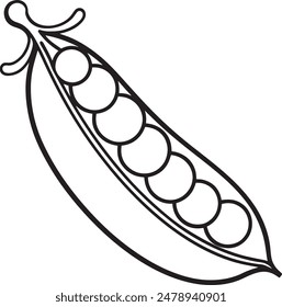 Peas Vegetable Vector for Coloring Pages for Kids