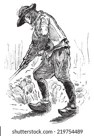 Peasant Breton, vintage engraved illustration. Journal des Voyages, Travel Journal, (1879-80).