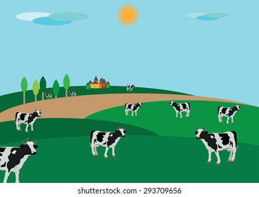 peasant countryside with grazing animals