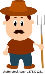 Peasant man, illustration, vector on white background.