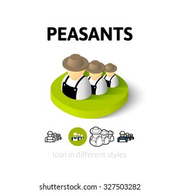 Peasants icon, vector symbol in flat, outline and isometric style