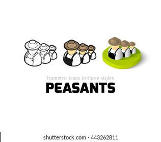 Peasants icon, vector symbol in flat, outline and isometric style