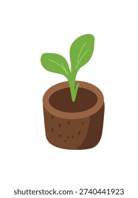 peat pellet with seedling vector illustration full view