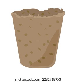 Peat pot on white background