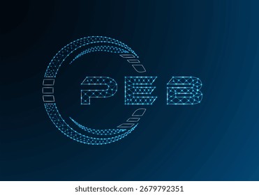 PEB low poly letter logo vector design. PEB lower poly logo design. Low poly logo.