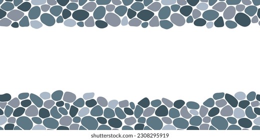 Pebble seamless pattern vector illustration. Cute summer repeated card. Paving, shingle beaches template cover for interior designs, beauty, wrapping paper. Doodle sea stones backdrop