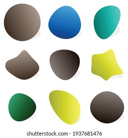 Pebble, stone or ink blot, blob. Mottle, speckle and stain icon. Liquid, fluid, gel drop design element. Ink stain irregular, random rounded shape