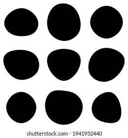 Pebble, stone or ink blot, blob. Mottle, speckle and stain icon. Liquid, fluid, gel drop design element. Ink stain irregular, random rounded shape