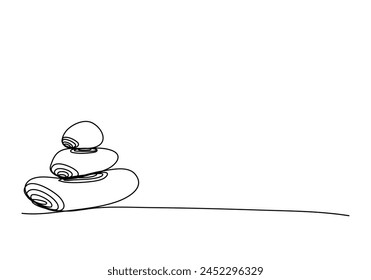 Pebble stones. One line drawing vector illustration.