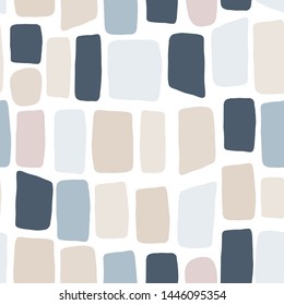 Pebbles seamless pattern. Texture of a brick wall. Hand drawn stone wallpaper. Vector illustration