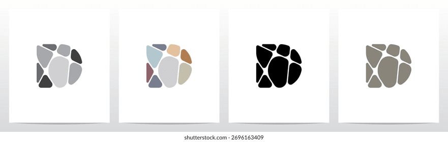 Pebbles Small Rock Flat Color Letter Design de logotipo inicial D