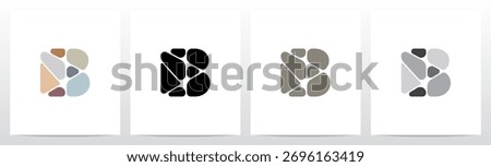Pebbles Small Rock Flat Color Letter Initial Logo Design B