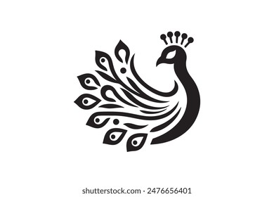 Pecacock logo icon Silhouette vector style