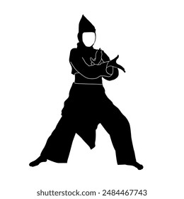 pecak silat woman silhouette pose, Indonesian pecak silat sport